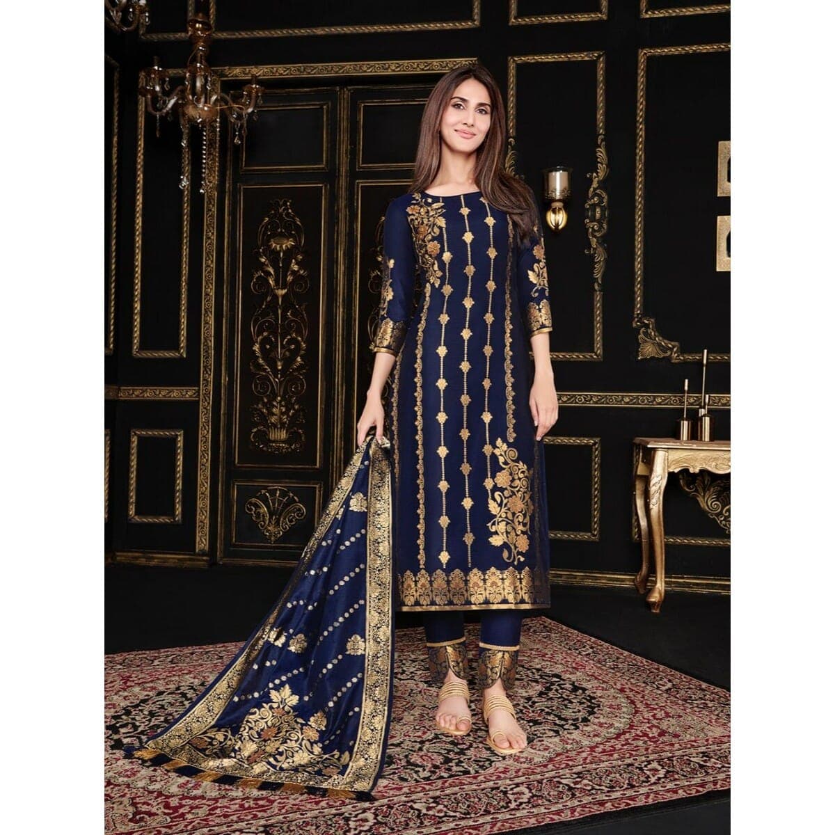 Banarasi Silk Kurti Pant Set For Women